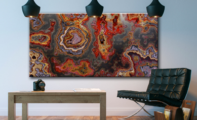 Abstract Art on Wall. High-resolution art work displayed at a large size.